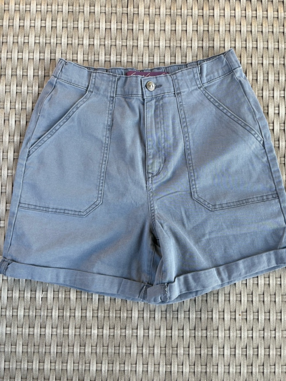 Gloria Vanderbilt Slate Blue High-Rise Cargo Shorts